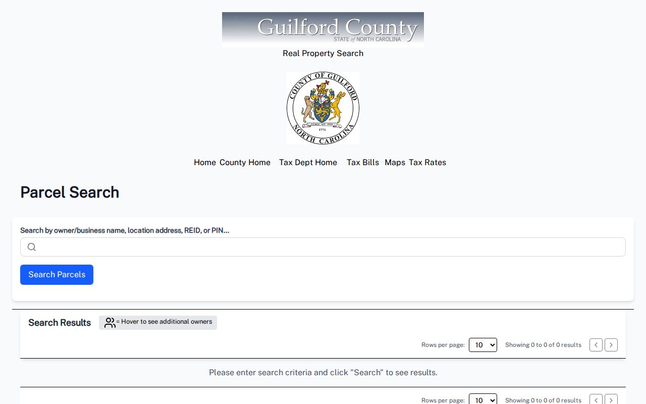 Greensboro people search fields in the Guilford property portal