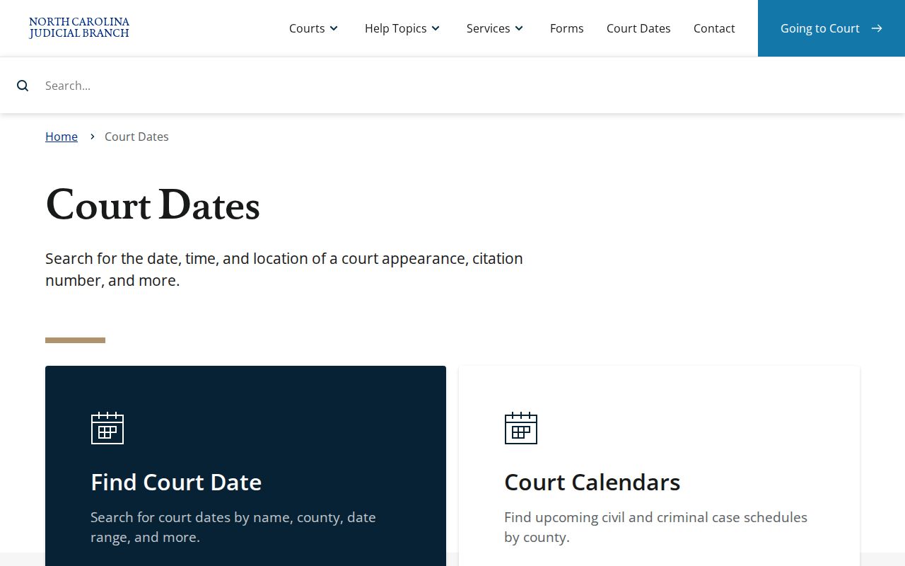 Greensboro people search by name in the North Carolina court dates tool